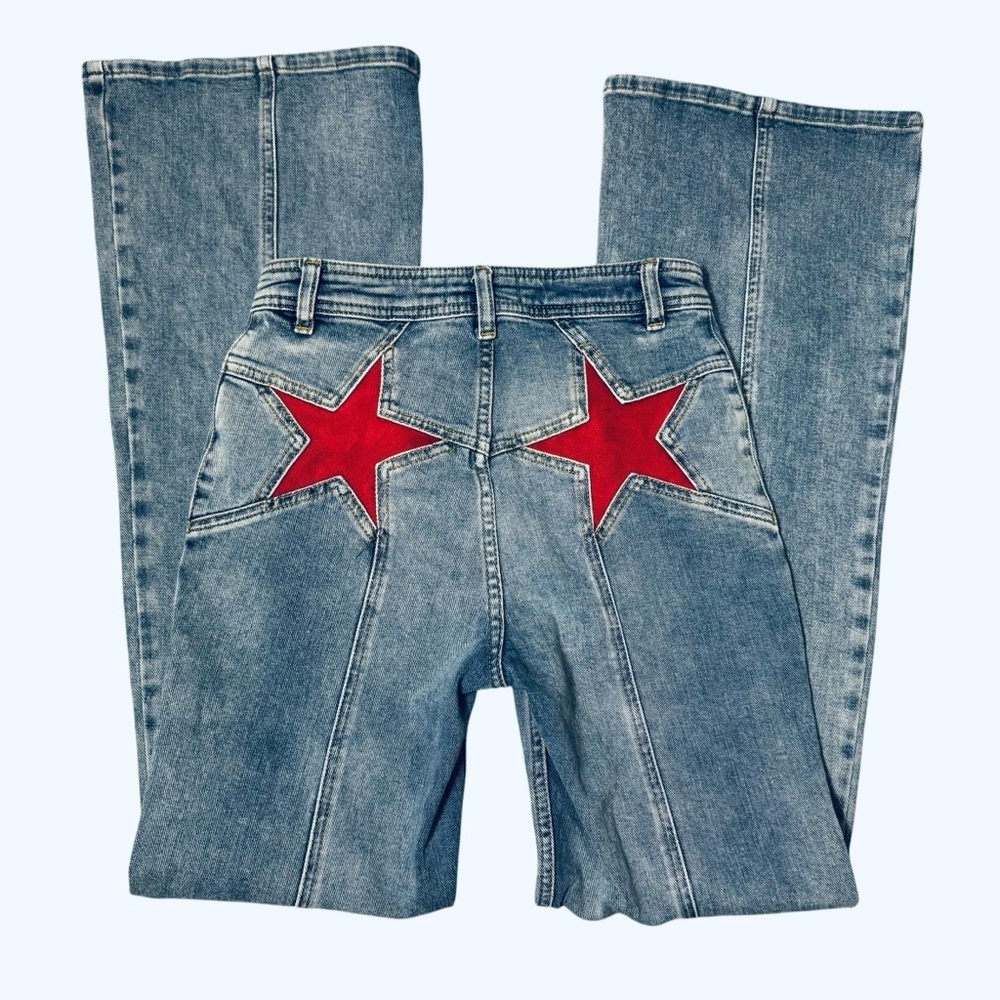 Free People We The Free Firecracker Flare Mid Stone Wash Jeans Size 27 - Picture 6 of 12